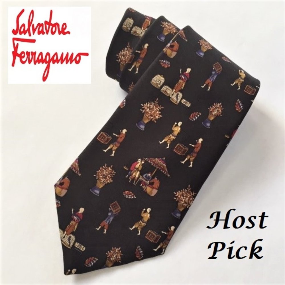 SALVATORE FERRAGAMO men's silk tie, black